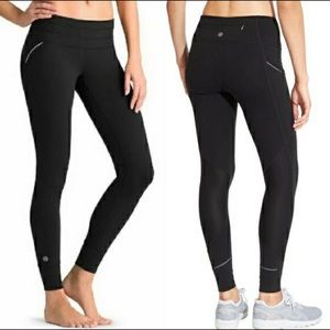 Athleta Black Relay Leggings Reflective Details XS